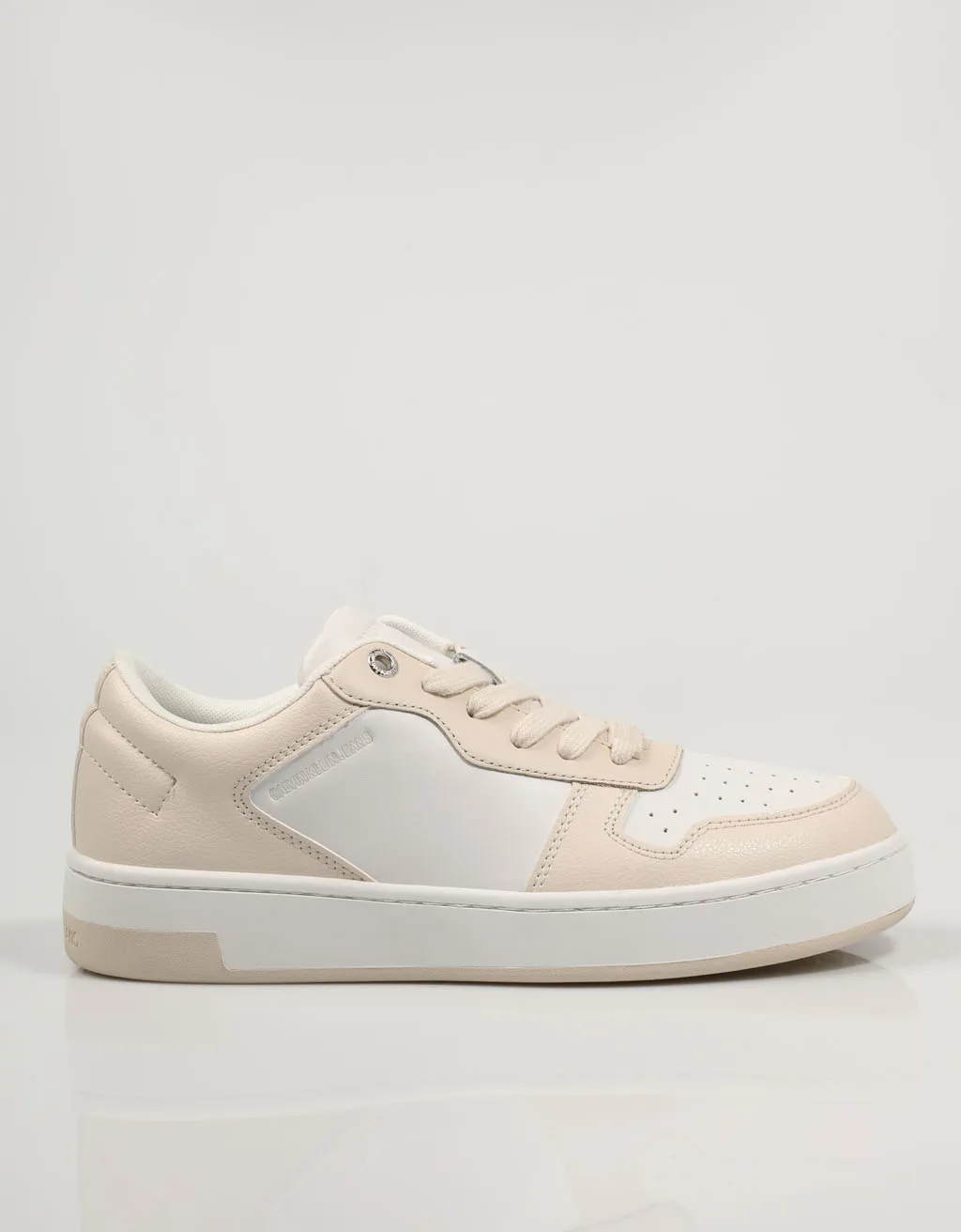 CALVIN KLEIN CUPSOLE WHITE/MUSLIN YW0YW00448 White leather women's shoes-WHITE  SNEAKERS Woman 77386