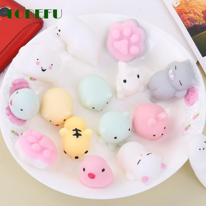Funny Gift Toys Ball Stress-Relief Rising Squeeze Sticky Soft Squishy Cute Mini Cat TOBEFU