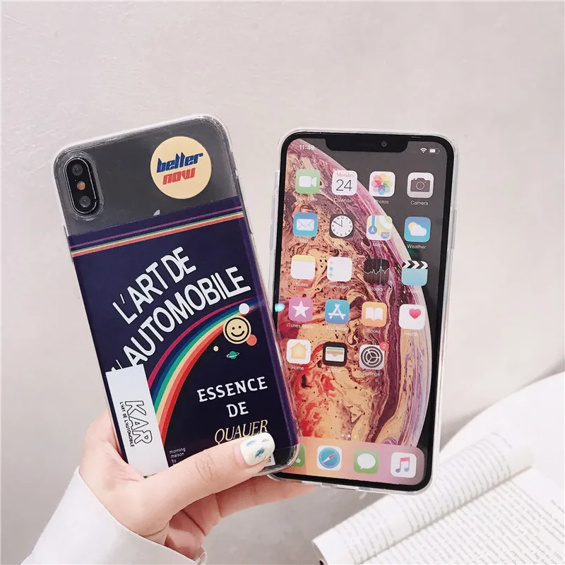 INS Korea Super Fire lisa чехол для телефона iphone Xs MAX XR X 6 6s 7 8 plus этикетка Радуга улыбка прозрачный мягкий ТПУ задняя крышка Fundas