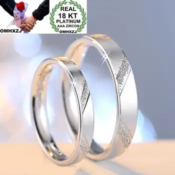 

OMHXZJ Wholesale European Fashion Woman Man Party Wedding Gift Simple Lovers Resizable 18KT White Gold Ring RR684