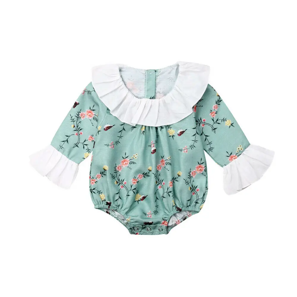 

New Baby Girls Long Sleeve Clothes Floral Romper Jumpsuit Outfits