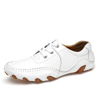 

Luxury Genuine Leather Casual Shoes Men High Quality Handmade Vintage Loafers Flats Hot Sale 2019 New Fashion Style Big Size