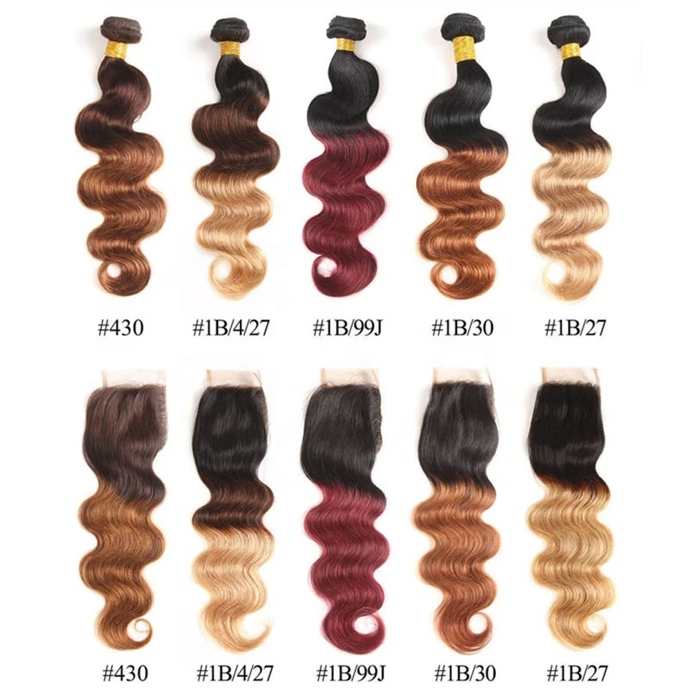 Onda do Corpo Extensões de Cabelo Real Barato Loira Ombre Cabelo Humano Bndles 3 Pçs t 1b - 4 27 Bom Mel 8 Pacotes com 3/4