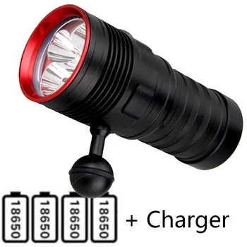 

IPX8 5x XM-L L2 LED Diving Flashlight 4x 18650 Scuba Submarine Light Underwater 80M Spearfishing Torch Photography fill light