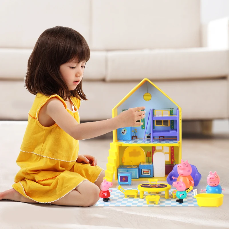 Оригинальный Peppa Pig реальная сцена дом модель игрушки набор семья парк развлечений Экшн фигурки кукол Дети для раннего развития игрушка