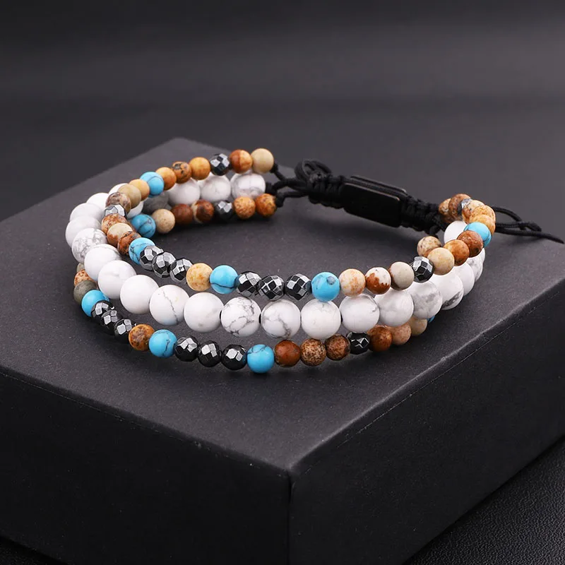 New Women Men Bracelet Natural Beads Multi Strands Macrame Friendship Wrap Bracelet Men Jewelry Gift