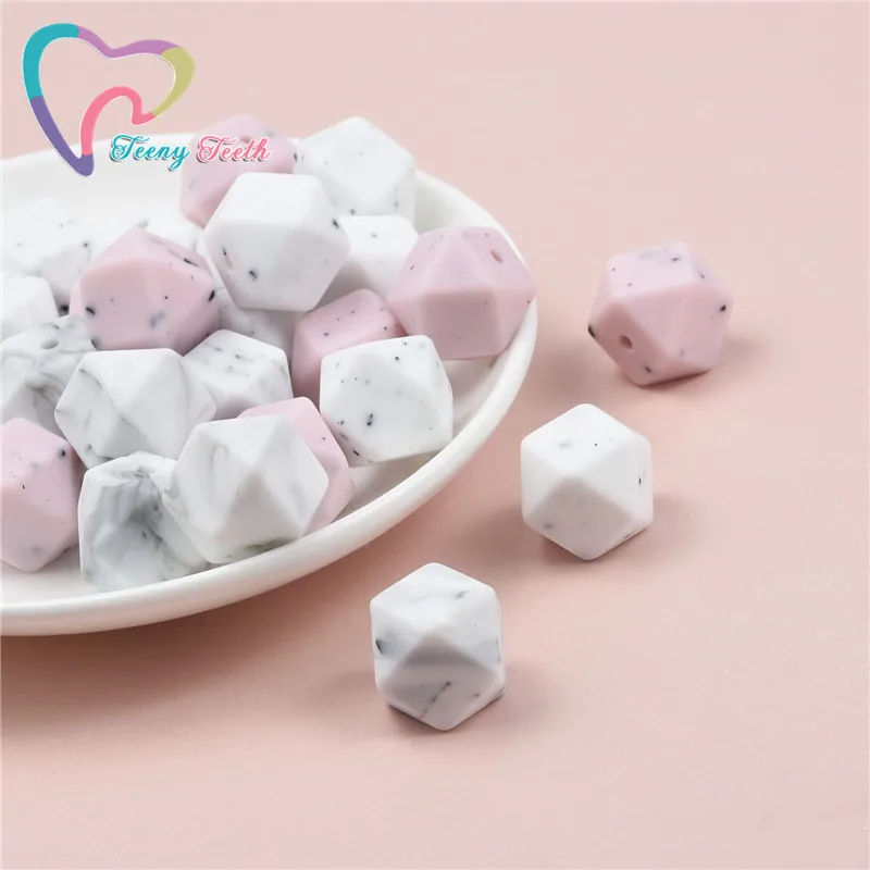 10 PCS Marble&ampGritty Colors Hexagon 14-17 MM Beads Teething Silicone Food Grade Jewelry For Baby Safty Toys | Украшения и