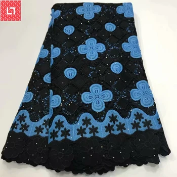 

Black African Lace Fabric 2019 Embroidered Nigerian Laces Fabric High Quality French Tulle Lace Fabric For Wedding Party