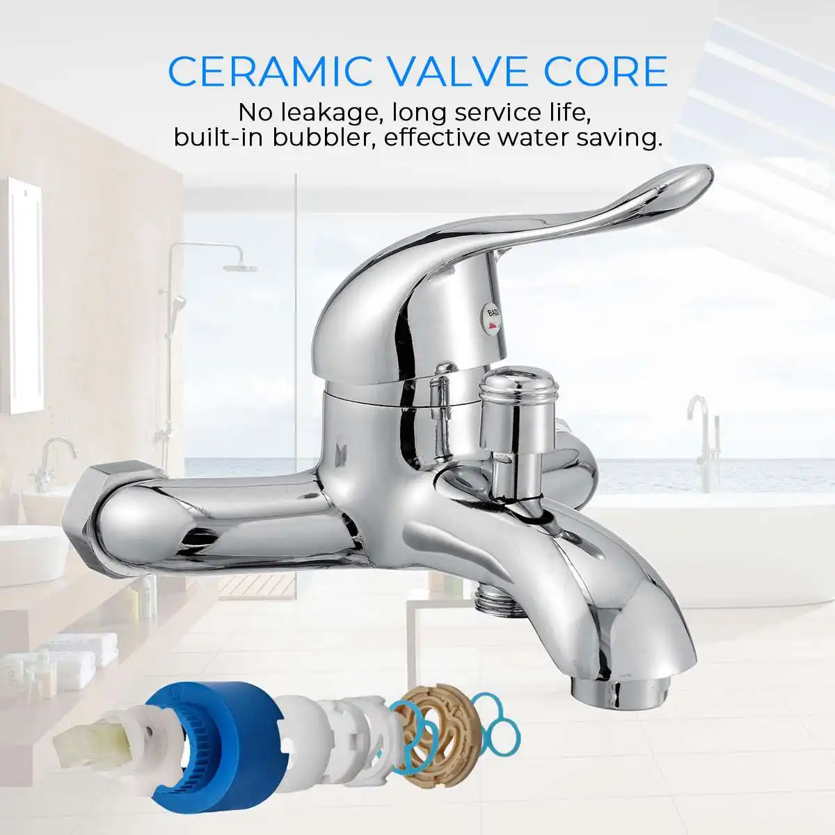 

Xueqin Chrome Polished Wall Mounted Faucet Mixer Tap Bath Tub Valve Shower Faucets Bathroom Single Handle Cold And Hot Water