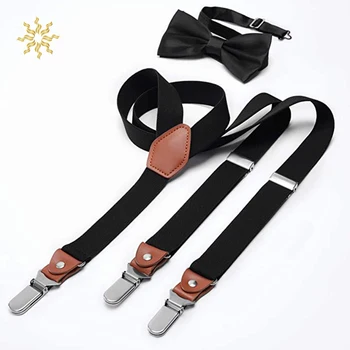 

Monochrome Fashion Three Clip Adult's Strap Suspender 2.5cm Adult's Leather Straps Bowtie Sets Braces Suspenders CY
