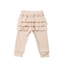 Одежда для новорожденных девочек Хлопковые Штаны для девочек, леггинсы повседневные брюки с воланами, длинные штаны