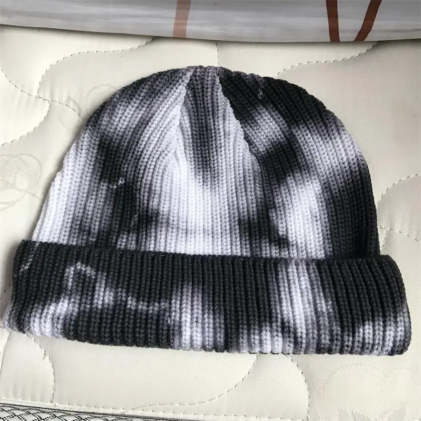 FR2 Tie-dye Beanie Winter Hats For Women Ladies Men Warm Fxxking Rabbits Cuffed Skull Cap Bonnet Autumn Knitted Hip hop Skullies