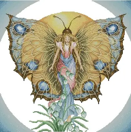 Cross Stitch Kit Day Goddess Sun Butterfly Fairy and Lily Flower