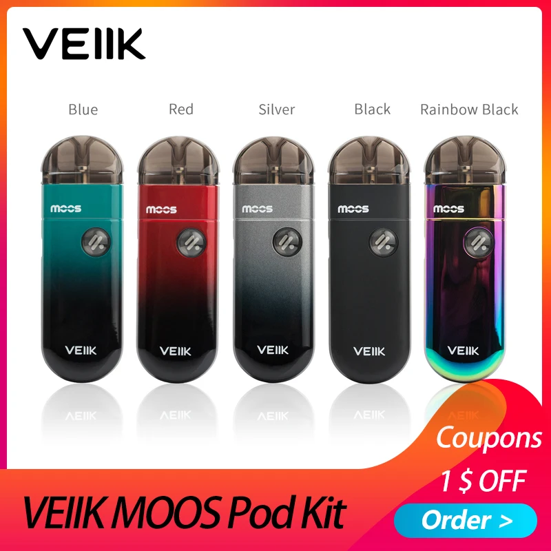 

Original VEIIK Moos pod Starter Kit with 1100mAh 2ml Pod 1.2ohm E-Cigarette System Vape Kit Vaporizer vs Renova Zero Kit