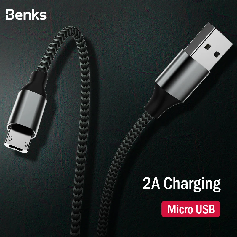 

Benks 2A Micro Data USB Cable for Xiaomi Redmi Note 5 Samsung S7 Fast Charging Cable 1M Nylon Android Cell Phone USB Charge Cord