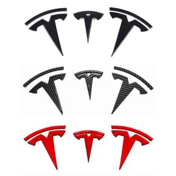 

Logo For Tesla model 3 Front Logo Accessories Carbon Fiber ABS Model3 Car Front Rear Sticker Accessories For Tesla Logo Model S