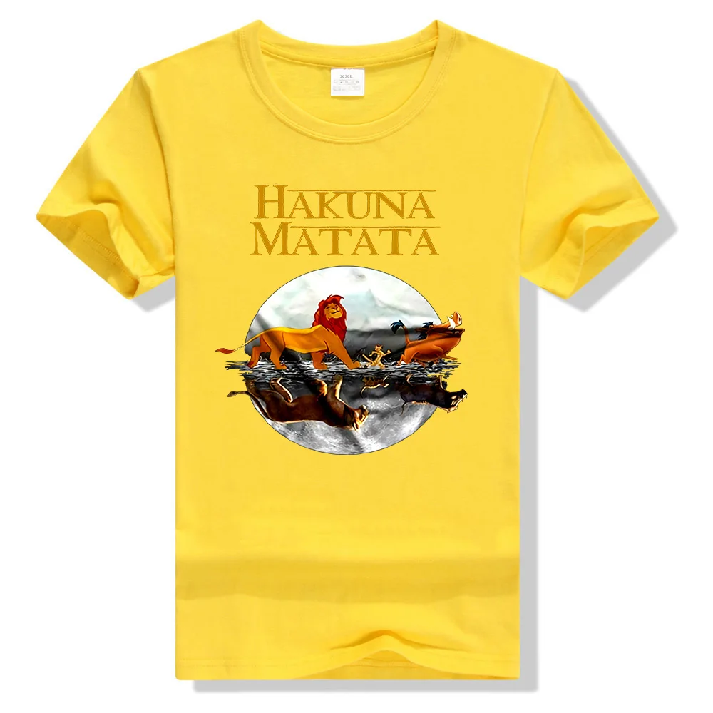 Hakuna Matata The Lion King футболка Черная Хлопковая мужская S-6Xl лучшие рождественские подарки футболка - Цвет: Цвет: желтый