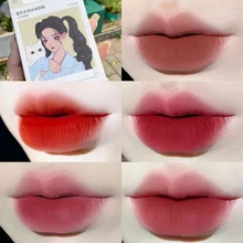 

HOT 5pcs Lip Glaze Set Painting Series Cigarette Case Lipstick Set Matte Waterproof Long Lasting Non-stick Cup Lip Make Up TSLM1