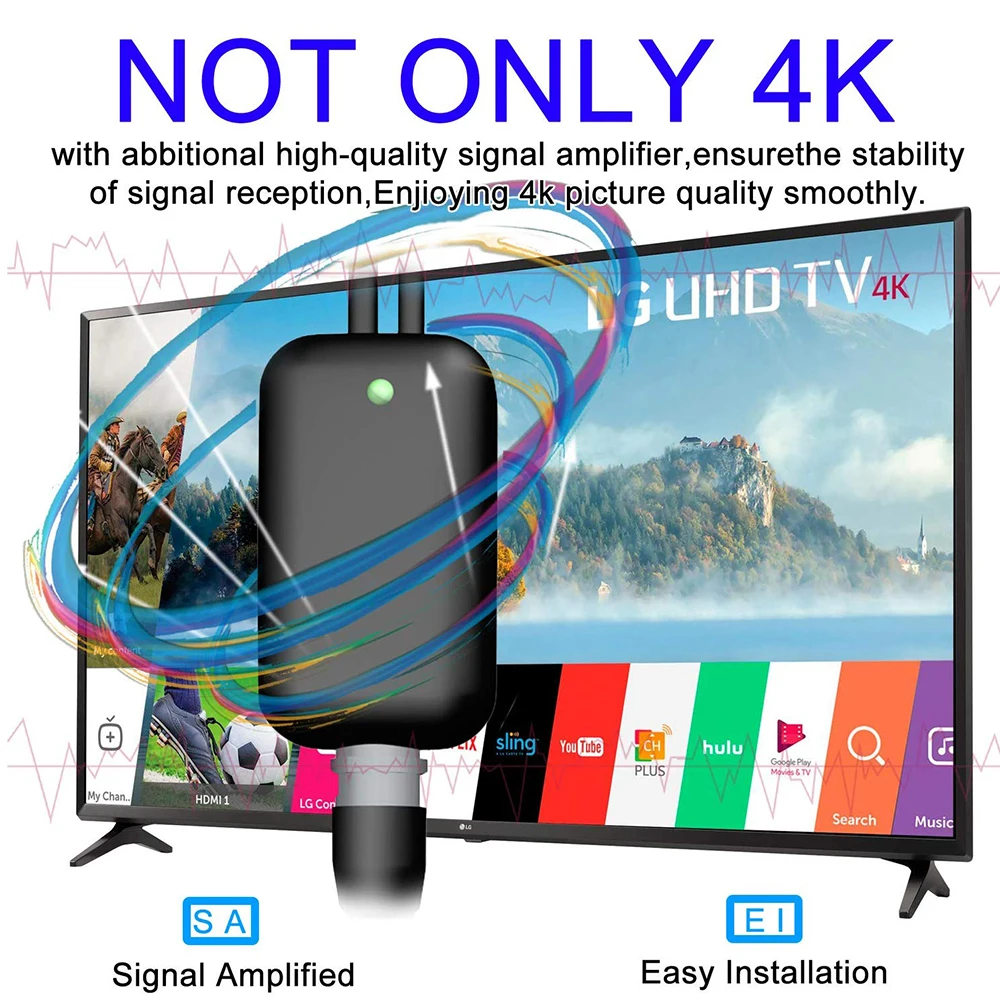 Внутренняя ТВ антенна DVB T2 усиленное цифровое HD ТВ 4K 1080P DVB-T2 Freeview ТВ для местных каналов вещания 120 милей DVBT2 антенна