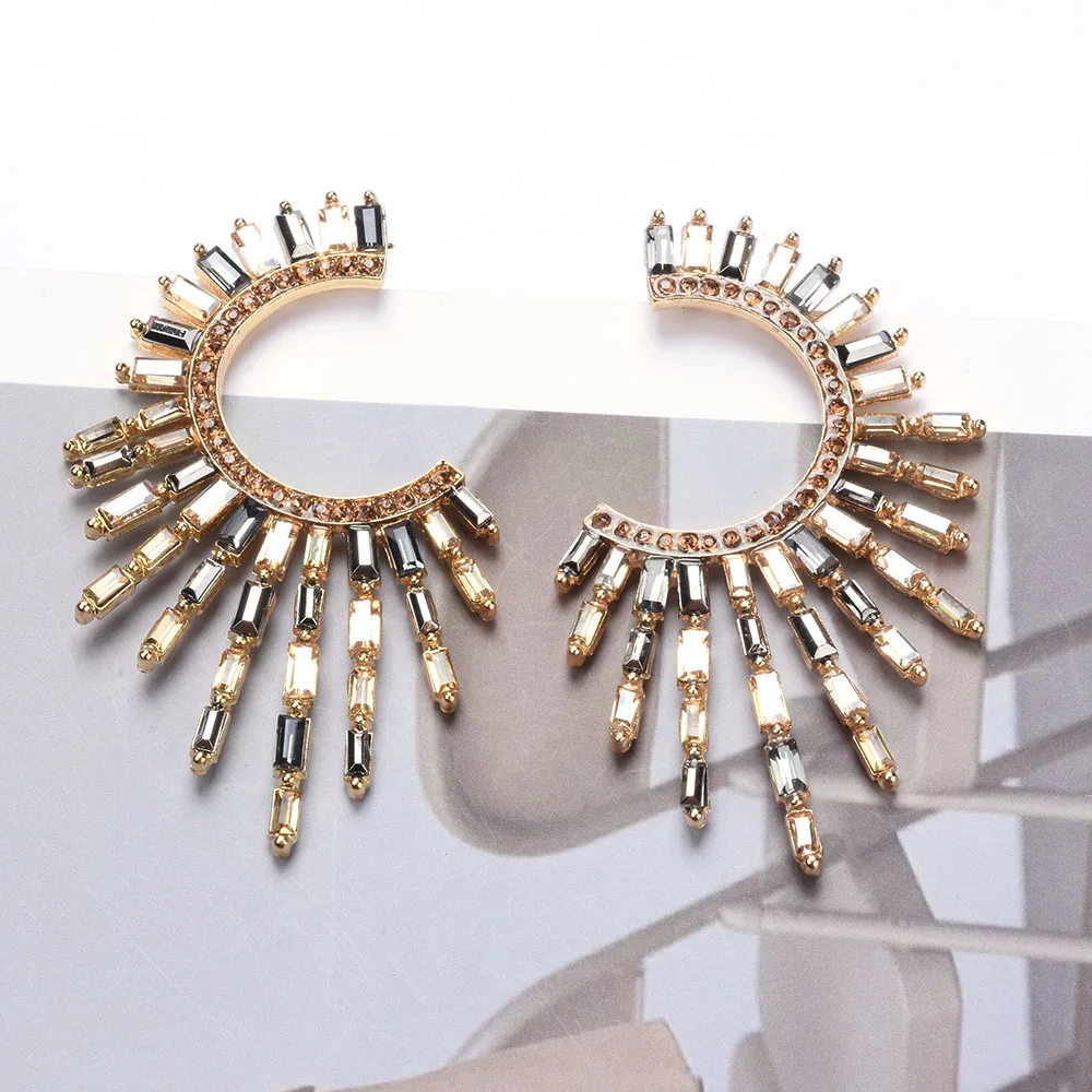 Boho Ethnic Multicolor Crystal Rhinestone Tassel Earrings - Lifestyle