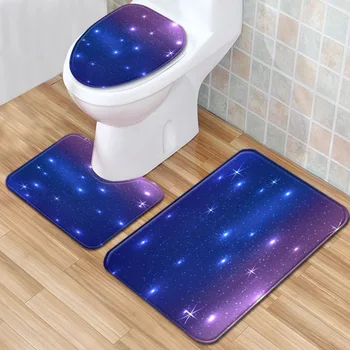 

3pcs/set Bath Carpets Set Flannel Anti-Slip Kitchen Bathroom Mats Set Toilet Rug Washable Car Seat Floor Pads