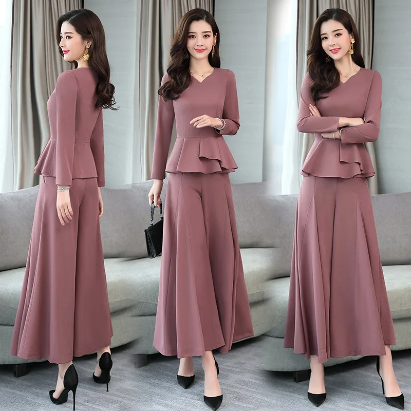 

2019 Spring Clothing New Style Loose Pants Children Slim Fit Large Size Elegant Culottes Western Style Two-piece Dress-Style Set