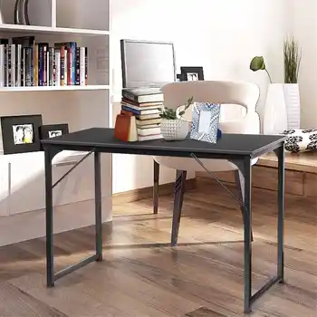 

Computer Table Office Desk E1 MDF Writing Table Fladable Design Easy Assemable X Shape Structure Standing Desk for Home Office