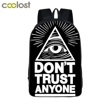 

men women ALL SEEING EYE backpack ILLUMINATI CULT Backpack for Boys and Girls Kids don't trust anyone Bag children school bags