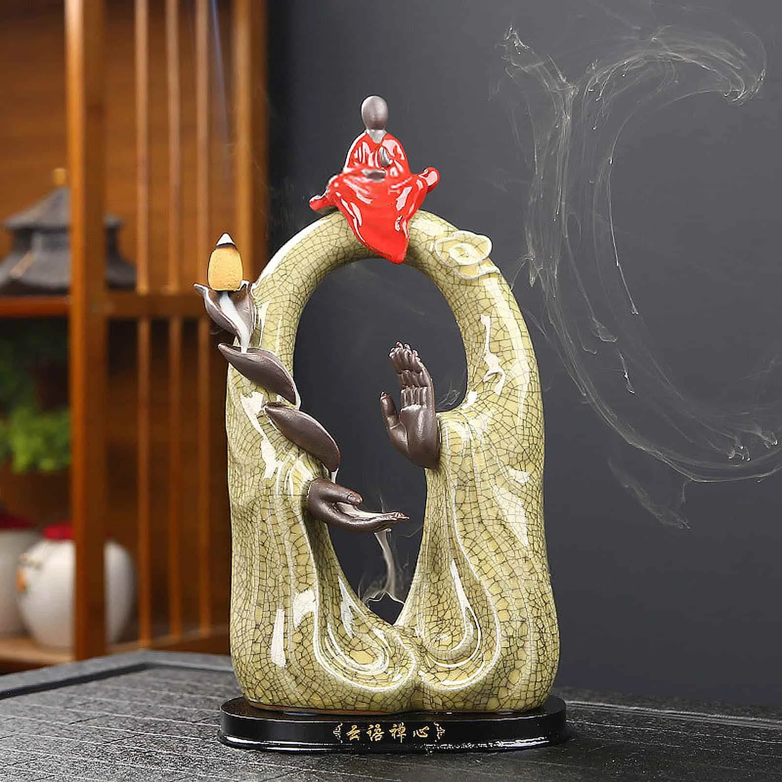 Buddhas Hand Ceramic Censer Buddha Hand Backflow Incense Burner Holder