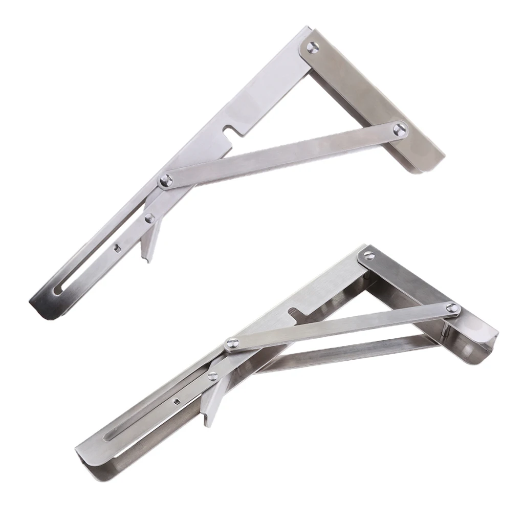 2pcs 304 Stainless Steel Folding Boat Bench Shelf Table Bracket 10 inch