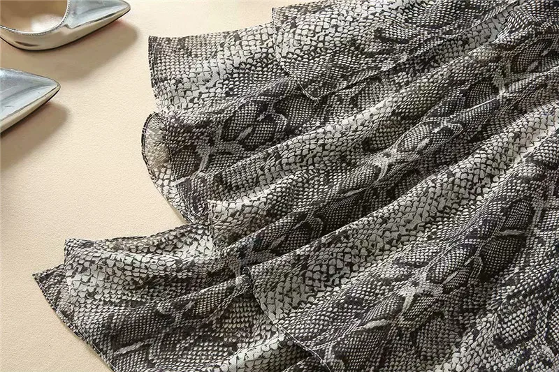 Truevoker, весенний дизайн, асимметричное призвание, повседневные, Vestidos, женские, пышные рукава, сексуальные, змеиная кожа, с принтом, неровные, пляжные платья