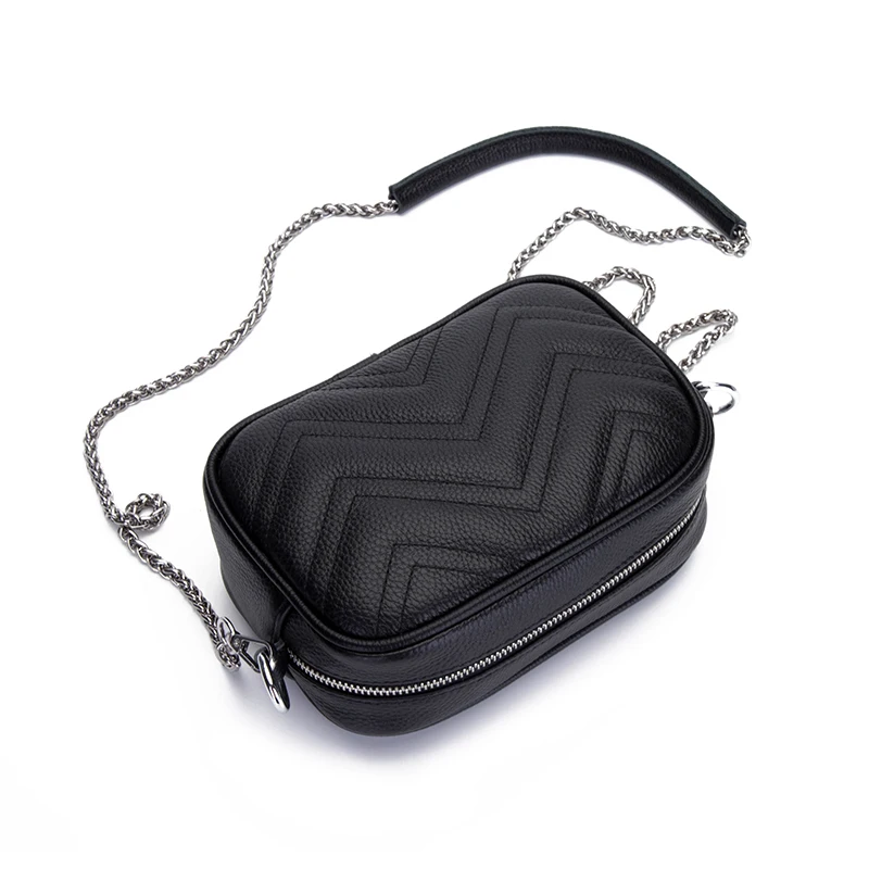

Genuine Leather Chain Woman Shoulder Bag Fashion Design Handbag High Quality Messenger Bag Totes Ladies Zipper Crossbody Bag