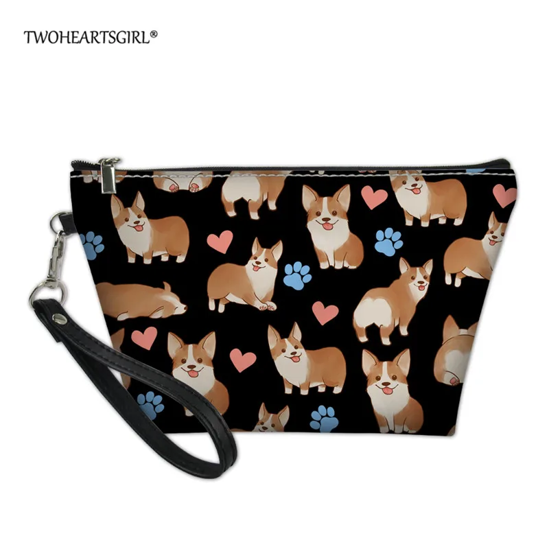 Twoheartsgirl Милая корги женская маленькая косметичка дорожный кейс для косметики сумка для хранения Кошелек Органайзер карандаш несессер Студенческая сумка