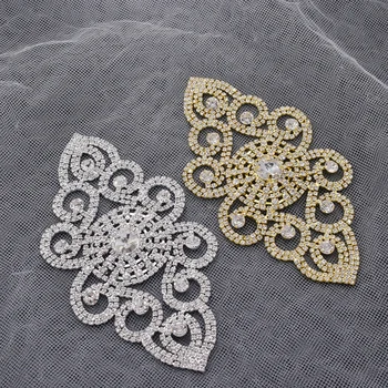 

1pc 3*5.9inch sewing glass crystal applique Rhinestone patch decoration for the bride dress strass Clothings Accessories