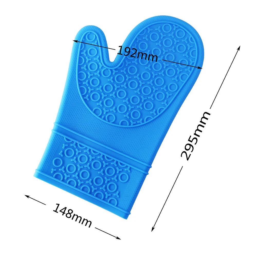 Non-Scald Waterproof Heat Resistant Insulation Silicone Kitchen Long Cotton Microwave Glove Oven Mitts for Baking Cooking BBQ
