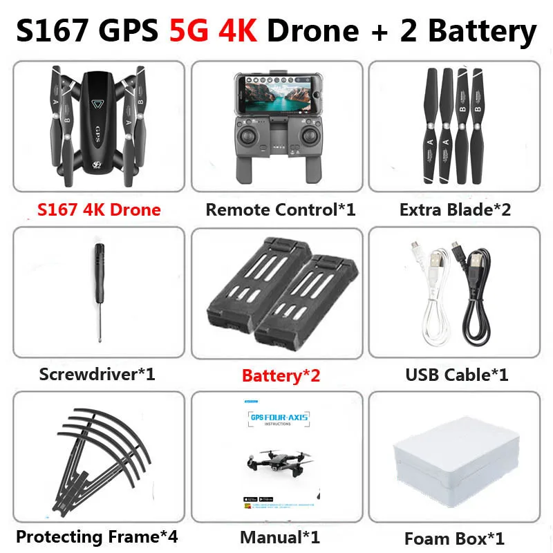 S167 складной Профессиональный Дрон с камерой 4K HD селфи 5G gps WiFi FPV широкоугольный Радиоуправляемый квадрокоптер Вертолет игрушка E520S SG900-S - Цвет: 5G 4K 2B Foam