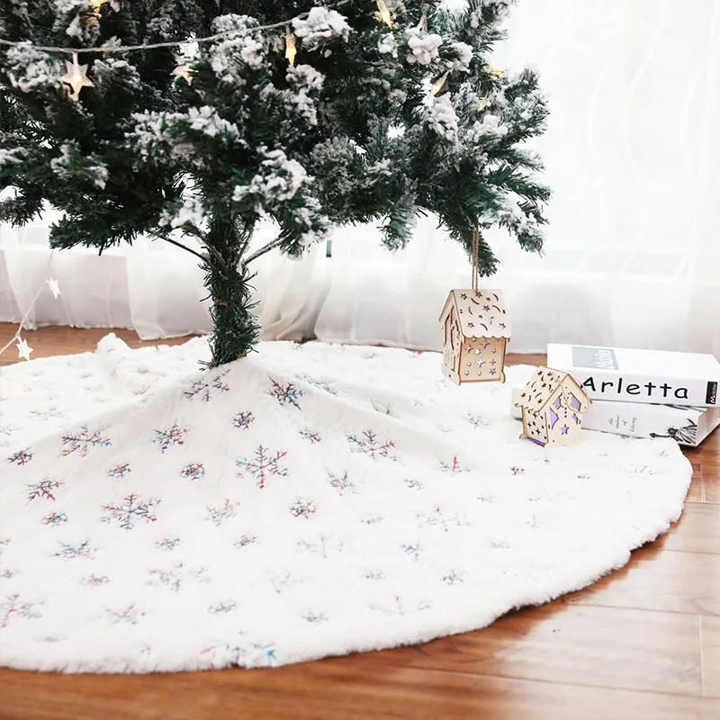 Многоцелевая юбка с вышитым рисунком снежной елки и плюшевыми бусинами 90 см/122 см, украшения для дома, Рождественская елка, 1 шт