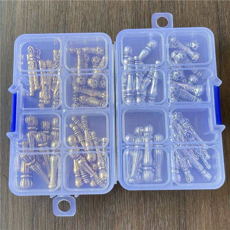 JunKang 40pcs 4 kinds of zinc alloy box column connector DIY making rosary necklace tassel matching jewelry accessories