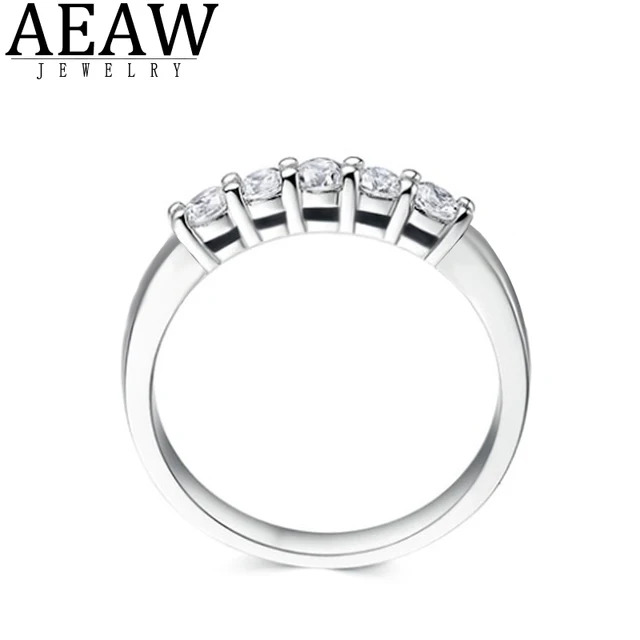 AEAW 18k Yellow Gold 0.1ct 3mm Total 0.5ctw DF Round Cut Engagement&Wedding Moissanite Lab Grown Diamond Band Ring for Women 4