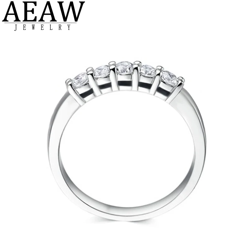 Ceny AEAW 18k żółte złoto 0.1ct 3mm razem 0.5ctw DF okrągły Cut zaręczyny i ślub Moissanite Lab Grown pierścionek z diamencikami pierścień dla kobiet