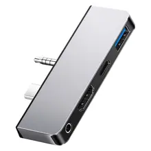 4 in 1 USB Docking Station Hub Headphone Adapter for Surface Go Practical USB 3 0 Type C HDMI 3 5mm Port