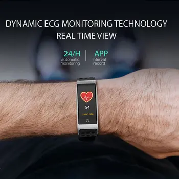 

Latest Smart bracelet watch sports fitness tracker E08 color screen monitor sports bracelet two-color silicone strap 90Mah ECG