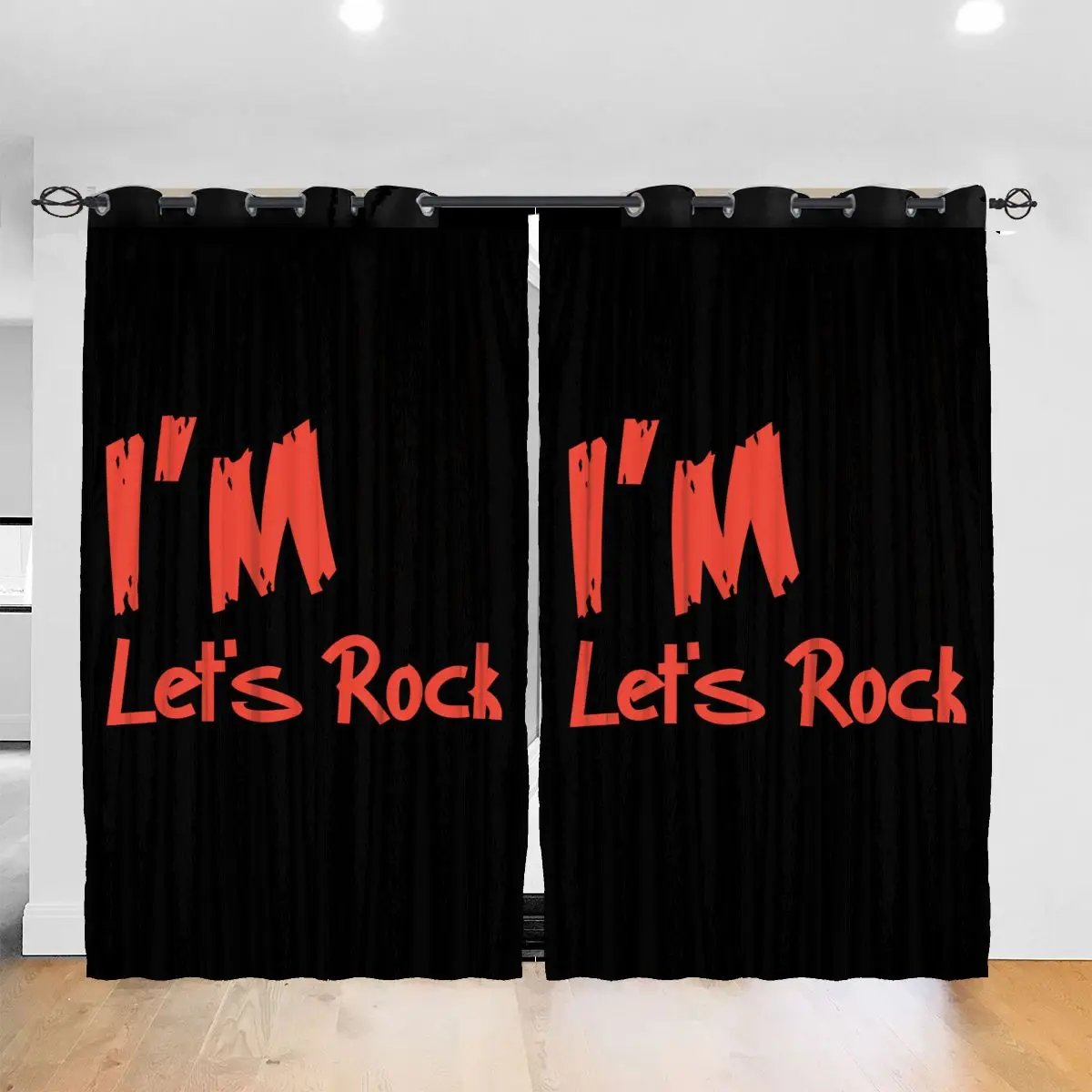

Living Room Sun Block Curtain I'm Two Let's Rock 2nd Birthday Party Light Shading Bedroom Blackout Window Curtains 52x72In