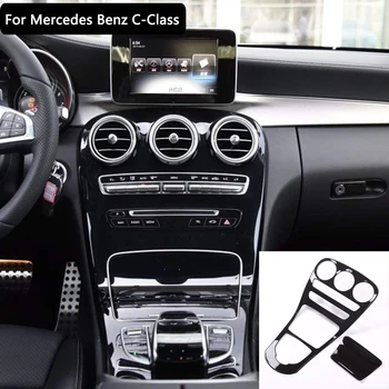 

ABS Piano Black Center Console Decoration Panel Cover Trim for Mercedes Benz C-Class W205 2015-2018,GLC X253 2016-2019
