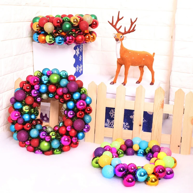 

Sparkling Christmas Ball Wreath Front Door Hanging Garland Holiday Home Decoration Ornaments Random Type Random Color
