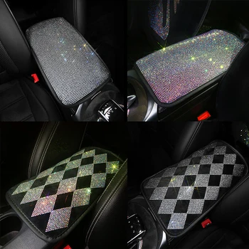 

Bling Sparking Rhinestone Crystal Car Armrest Pad Cover for Armrests Center Console Car Armrest Cushion Box Covers Women