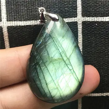 

Natural Labradorite Pendant Jewelry For Woman Man 40x26x9mm Beads Silver Yellow Light Crystal Water Drop Moonstone Stone AAAAA