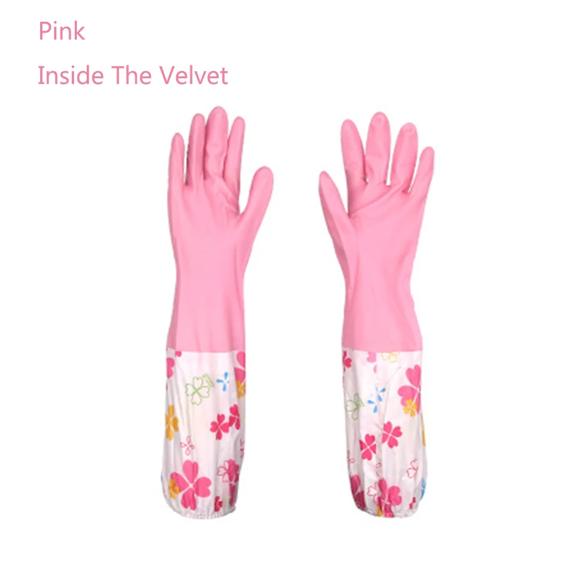 Velvet Pink Бархатные латексные перчатки садовые перчатки для дома резиновые перчатки для уборки Водонепроницаемая скатерть перчатки кухня Чистка овощей перчатки - Цвет: Velvet Pink