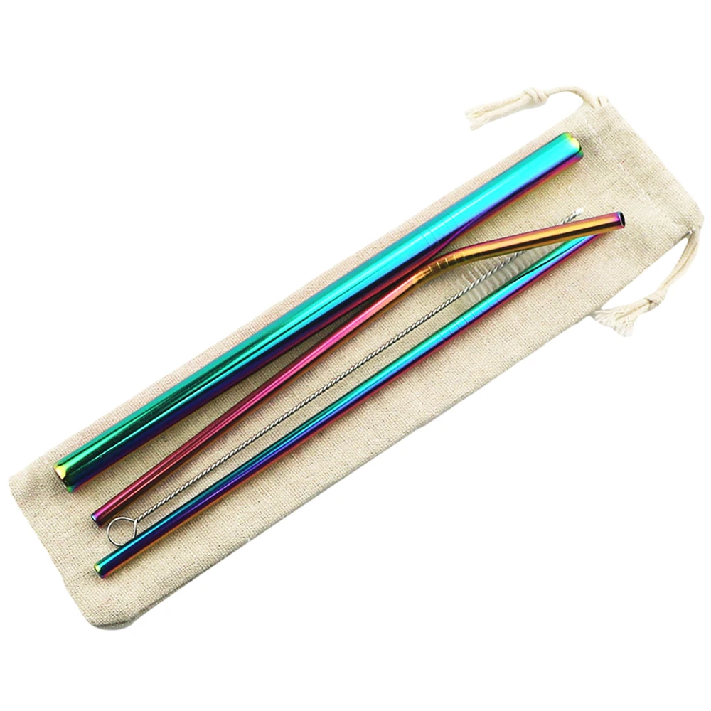 5pcs rainbow 5 шт. высокое качество металла питьевой соломы 18/10 Нержавеющая сталь соломы смузи многоразовые соломенная шляпа с Чистящая Щетка для кружек 20/30 унций - Цвет: 5pcs rainbow