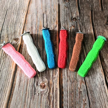 

Random Color Stone Jumping Bird Toys Parrot Perch Small Animals Standing Hanging Decor Grinding Supplies Funny Rough Surfaced